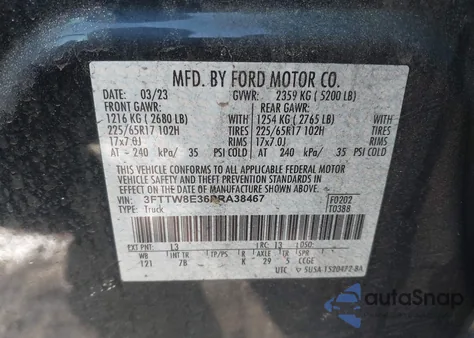 2023 Ford Maverick Xlt z USA, uszkodzony, nr VIN 3FTTW8E36PRA38467